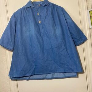 Neve Hawk Kids Denim Tunic Tent‎ Dress Girl's Size 5/6 Blue Collared Casual